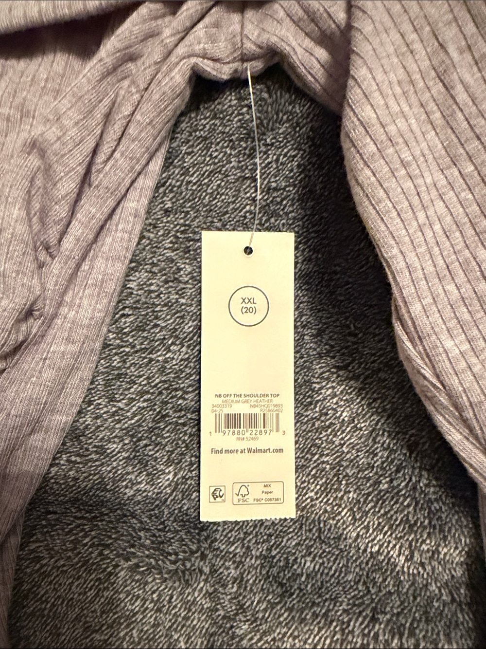 No Boundaries Light Gray Off-Shoulder Ribbed Top - Picture 4 of 4